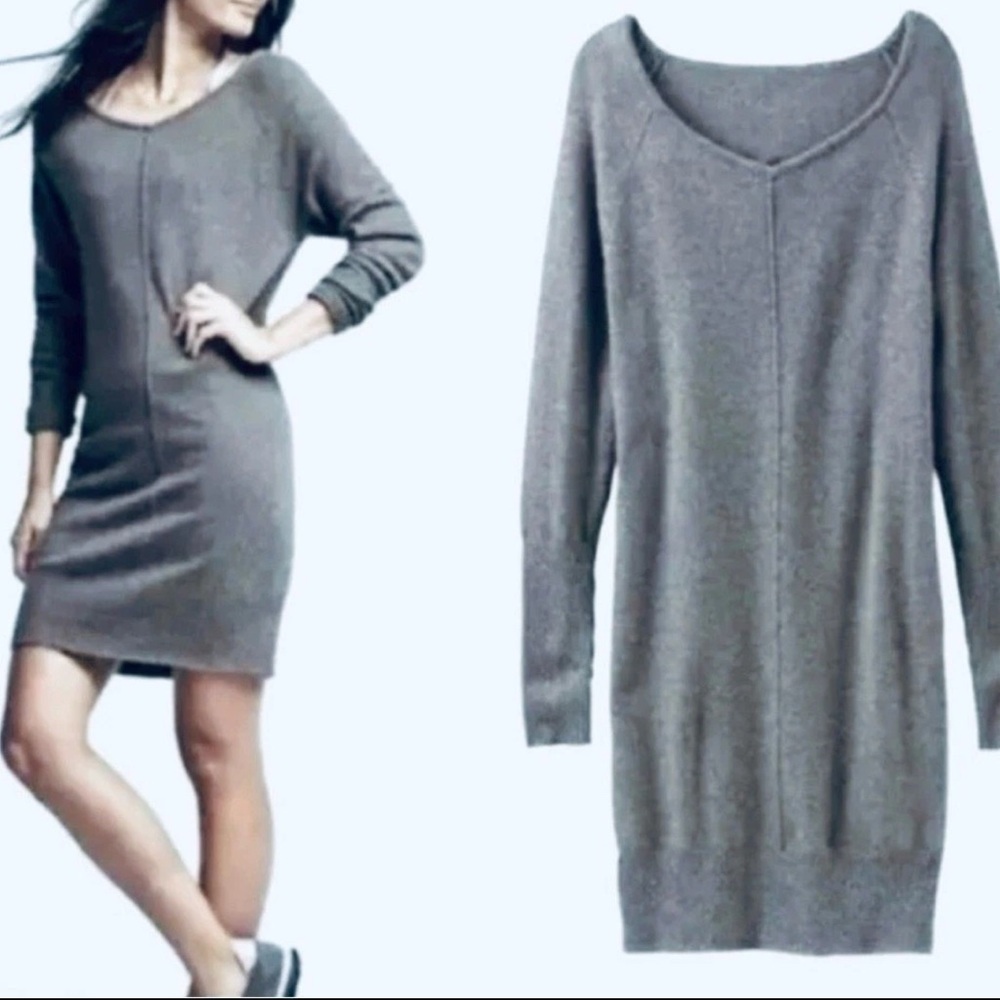 Athleta Adi Mudra Gray Cashmere Sweater Dress Tunic SZ M